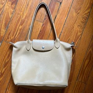 Longchamp Small Le Pliage Tan Leather Bag